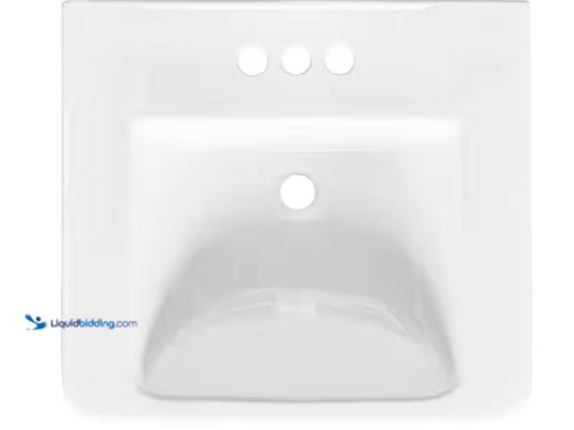 Lot 49-2026171 - Glacier Bay Fiona 7.28 in. Pedestal Sink Basin in White Fine Fireclay with 4 in. Faucet Spread, Mode...