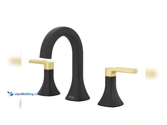 Lot 49-1567486 - Pfister Vaneri 8 in. Widespread Double Handled Bathroom Faucet in Matte Black/Brushed Gold, Model # ...