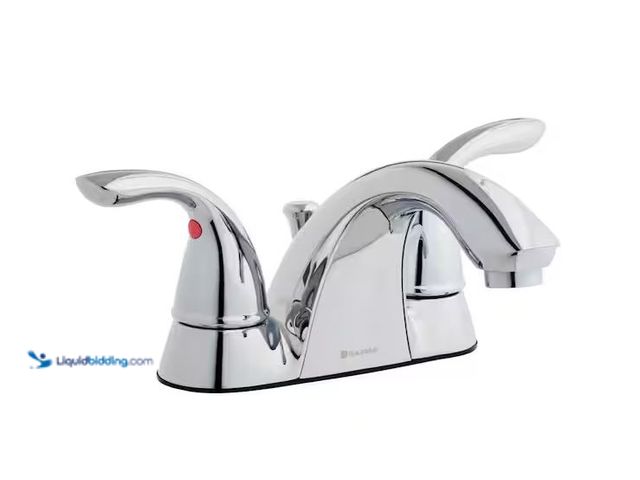 Lot 49-1576475 - Glacier Bay Builders 4 in. Center set Double Handle Low-Arc Bathroom Faucet in Chrome Model # HD6709...