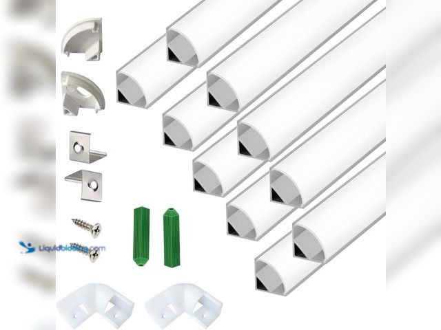 Lot 49-3532432 - V Shape 6.6FT 200CM LED Strip Aluminum Channel Diffuser, 10-Pack 16x16MM Anodized Silver Track with ...