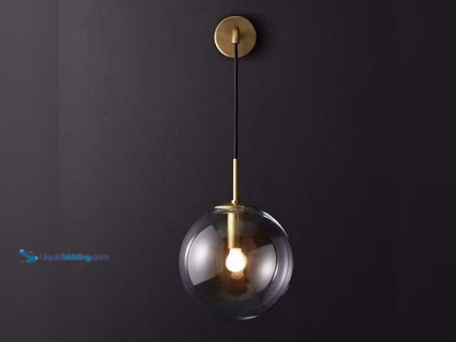 Lot 49-1549217 - OUKANING 7.87 in. 1 Light Gold Modern Wall Light Wall Sconce with Clear Globe Glass Shade, No Bulbs ...