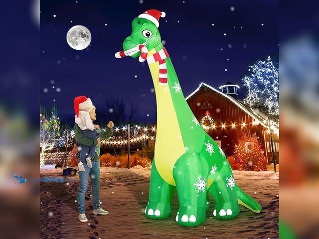 Lot 49-3472726 - 13FT Giant Dinosaur Christmas Inflatable Decorations, Built-in LED Lights, Strong Blower Huge Blow U...