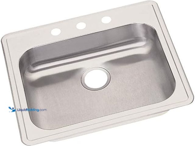 Lot 49-1518210 - Elkay Dayton 25" Drop In Single Basin Stainless Steel Kitchen Sink - 3 Faucet Holes Model #GE12521, ...