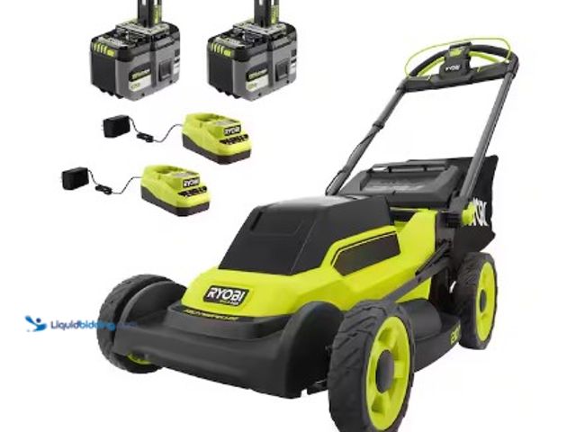 Lot 49-3618569 - RYOBI ONE+ HP 18V Brushless 20 in. Cordless Battery Walk Behind Self-Propelled Lawn Mower w/ (2) 6.0...