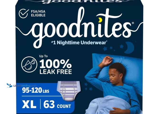 Lot 49-5552469 - Goodnites Boys' Nighttime Bedwetting Disposable Underwear - Size XL 63 ct: Hypoallergenic, Non-Toxic...