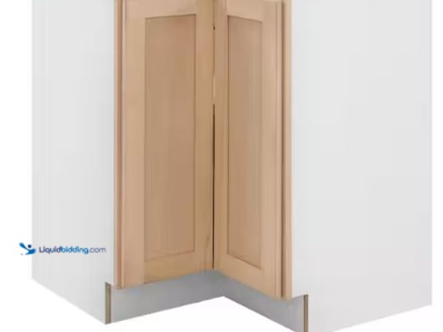 Lot 49-1625714 - Hampton Bay 32 in. W x 32 in. D x 34.5 in. H Ready to Assemble Corner Lazy Susan Cabinet in Unfinish...