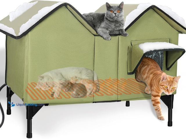 Lot 49-5463500 - Extra Large Heated Cat House for Outside, Elevated Waterproof Outdoor Cat House Weatherproof for Win...