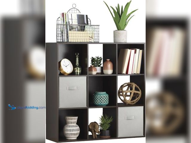 Lot 49-5543775 - Whitmor 9 Cube Storage Organizer, 3 Tier Stackable Mdf Wood Bookcase, Open Storage Display Bookshelf...
