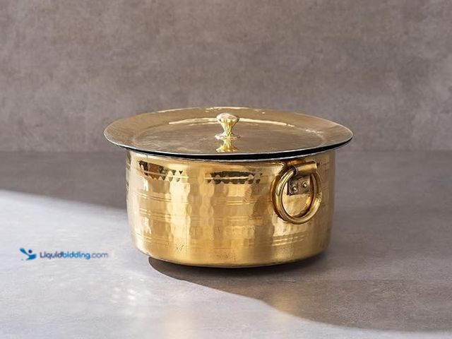 Lot 49-3481696 - Brass Patila for Cooking | 100% Pure Brass Round Heavy Bottom | Tapeli/Patila/Bhagona |Golden Brass ...