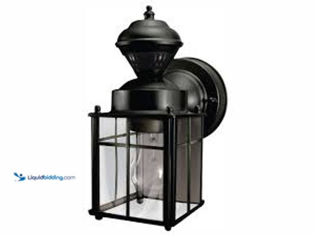 Lot 49-5415300 - Hampton Bay Bayside 9.5 in. 1-Light Farmhouse Matte Black Motion Sensing Outdoor Wall Light Lantern ...