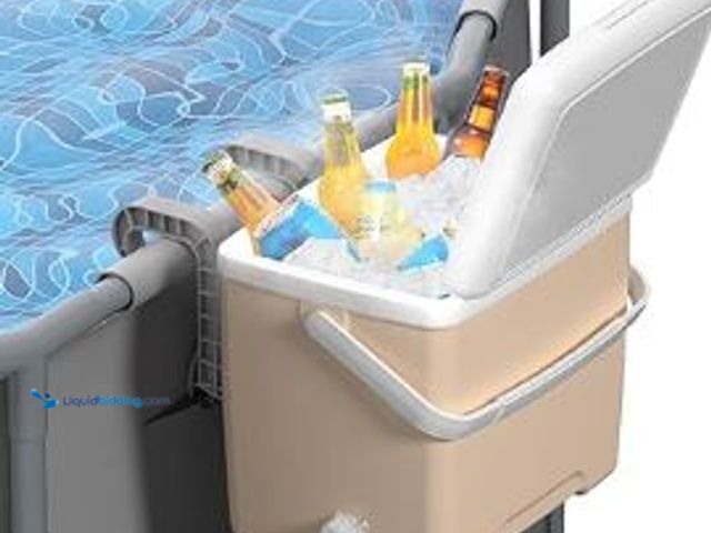 Lot 49-1511698 - Pool Cooler for Above Ground Pool, 14-Quart Insulated Hard Ice Chest with Handle, Holds 16–20 Cans o...