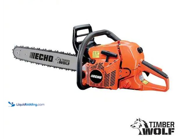 Lot 49-5579976 - ECHO
20 in. 59.8 cc Gas 2-Stroke Rear Handle Timber Wolf Chainsaw, Used with compression