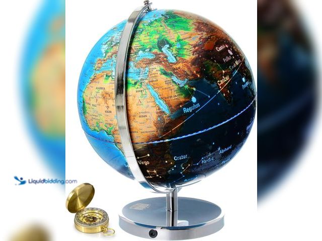 Lot 49-5406883 - Interactive World Globe for Adults - Large 13 Inch Globe with Stand - Earth Globe with Illuminated C...