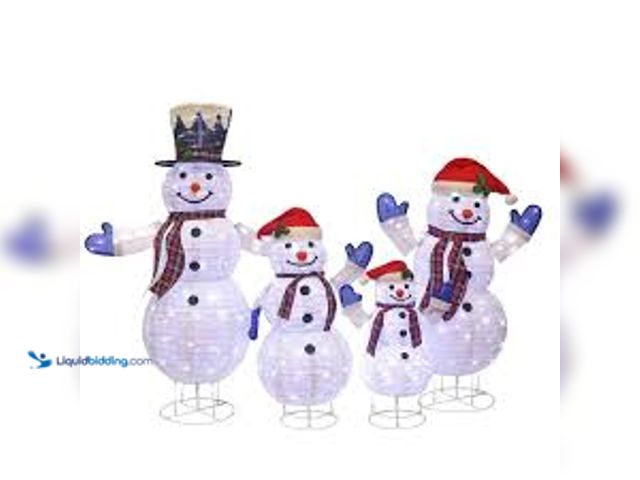 Lot 49-3538909 - Starfree 47.5 in. 4-Piece Outdoor Christmas Decoration Pop-Up Snowman Family Set with Cool White LED...