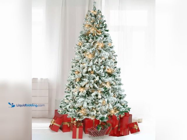 Lot 49-1541783 - Ktaxon 6ft Pre-Lit Christmas Tree, Snow Flocked Xmas Tree Pine Tree with 550 LED Lights, Christmas H...