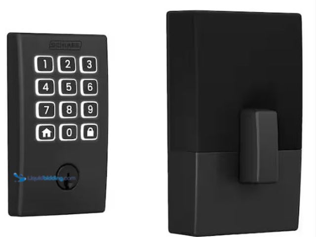 Lot 49-1577416 - Schlage Century Matte Black Electronic Arrive Smart Wi-Fi Deadbolt, Model # BE459WB V CEN 622, New. ...