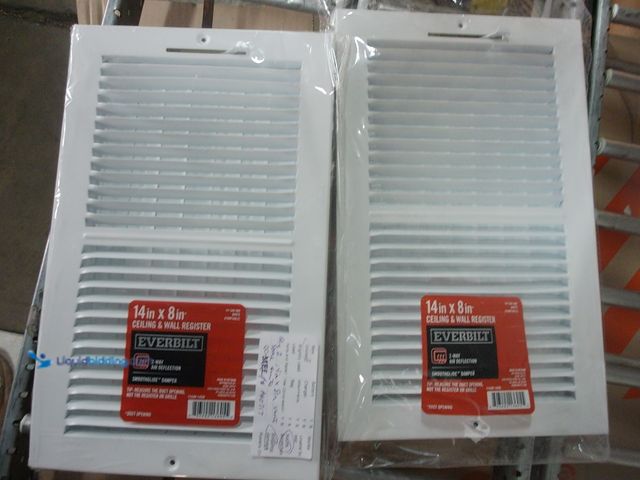 Lot 49-3615809 - Lot of (2) Everbilt 14 in. x 8 in. 2-Way Steel Wall/Ceiling Register in White, Model # E102M14X08, U...