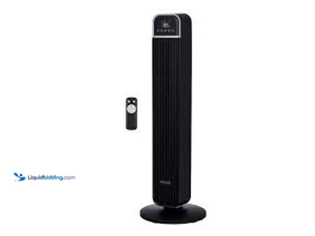 Lot 49-5411564 - Hampton Bay 36 in. 4-Speed Oscillating Tower Fan in Black with Remote Control and Easy Carry Handle....