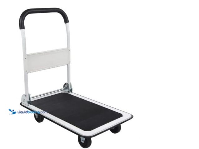 Lot 49-2004646 - LEADALLWAY Foldable Push Cart Platform Cart 330lbs Capacity 4 Wheels 28.7x18.5x32.3inches White, Mod...