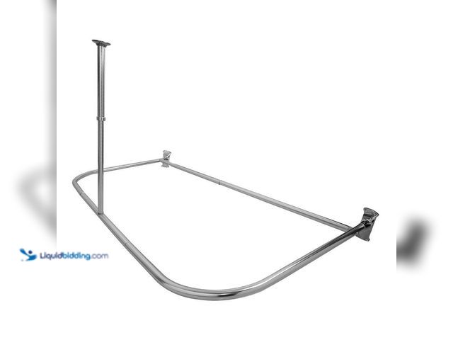 Lot 49-5410346 - Utopia Alley Rustproof 60 in. Large Size by 25 in. Aluminum D-Shape Shower Rod in Chrome. [Model # D...
