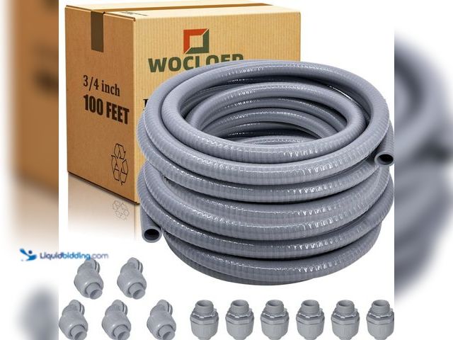 Lot 49-3564404 - 3/4 inch 100Ft Liquid-Tight Conduit Kit, Flexible Non Metallic Electrical Conduit, with 6 Straight a...