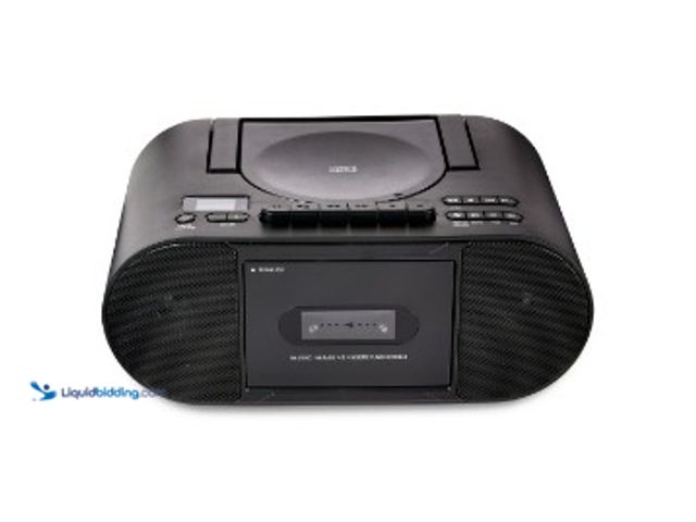 Lot 49-1625730 - onn. Portable Bluetooth CD/Cassette Boombox with AM/FM Radio, Black, Model # CASSETTE BOOMBOX, Sligh...
