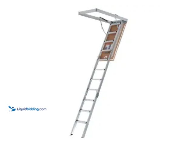 Lot 49-2000132 - Louisville Ladder Energy Efficient Attic Ladder, Ceiling heights 7'8" - 10'3", Model #AH2540MG-R5, U...