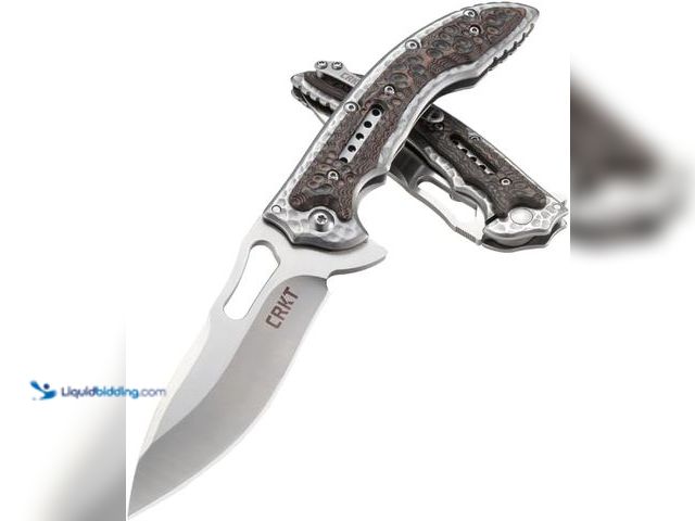 Lot 49-5546623 - CRKT Fossil Folding Pocket Knife: Compact Stainless Steel Plain Edge EDC Folder with Frame Lock, Eve...