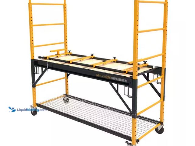 Lot 49-5426075 - MetalTech 6.25 ft. H x. 6.2 ft. W x 2.5 ft. D Heavy Duty 4-in-1 Baker Style Rolling Scaffold Workben...
