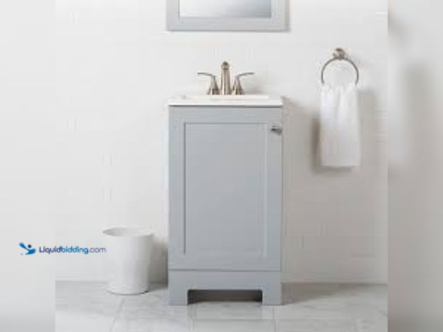 Lot 49-5476889 - Glacier Bay 19 in. Single Sink Pearl Gray Bath Vanity with White Cultured Marble Top (Assembled). Mo...