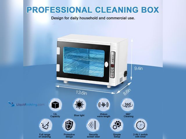 Lot 49-5475865 - Nail Tool Cleaning Machine, 12L High Capacity Multi-Functional Nail Cleaner Box Manicure Tool Cleani...