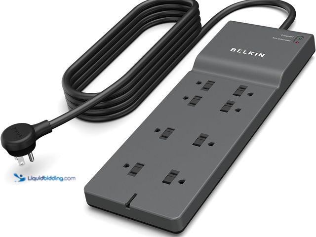 Lot 49-5476370 - Belkin 8-Outlet Surge Protector w/ 8 AC Outlets & 8ft Long Flat Plug, UL-listed Heavy-Duty Extension...
