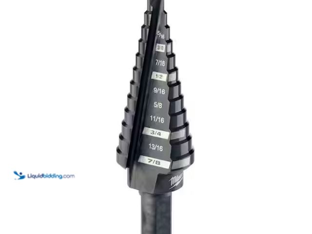 Lot 49-1574927 - Milwaukee 3/16 in. - 7/8 in. #4 Black Oxide Step Drill Bit (12-Steps), Model # 48-89-9204, Slightly ...