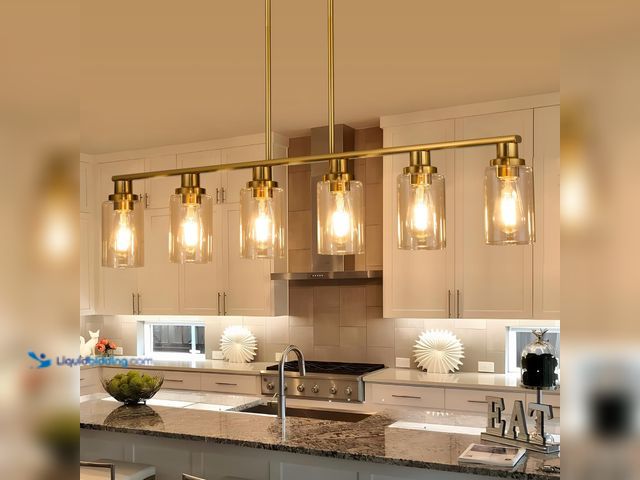 Lot 49-5476536 - Kitchen Island Lighting, 6-Light Modern Dining Room Light Fixture Over Table,44.3''. Model #B0D2B73H...