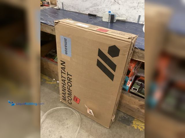 Lot 49-5486884 - Manhattan Comfort Lee Wardobe Closet (Golden Brown) Item is Factory Sealed, box damage