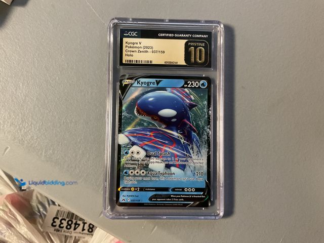Lot 49-1505207 - COLLECTIBLE WOW GRADED CARD! 2023 SWORD AND SHEILD CROWN ZENITH KYOGRE V 037/159 CGC 10 GEM MINT AMA...
