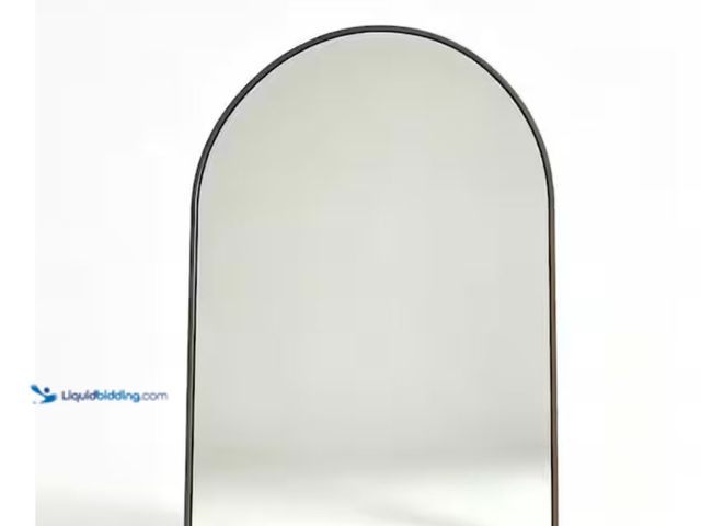 Lot 49-2020967 - FIRNEWET Black 26 in. W x 38 in. H Rust-Resistant Arched Shatterproof Tempered Glass Framed Bathroom...