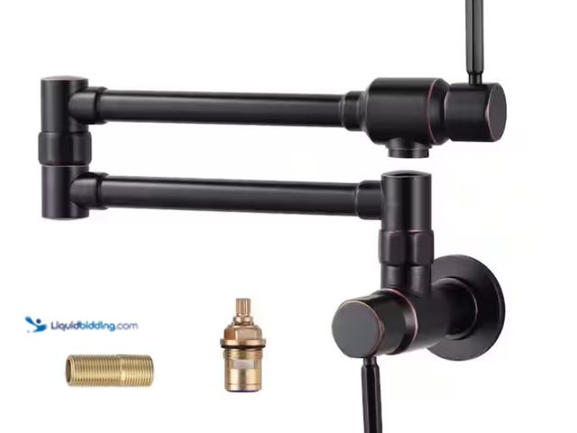 Lot 49-1515901 - Brass Wall Mounted Pot Filler Faucet with Double Joint Swing Arms, Commercial Kitchen Pot Faucet in ...