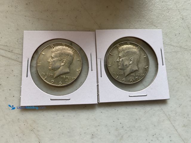 Lot 49-5350430 - Lot of 2 40% silver Kennedy half dollar coins including 1967