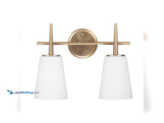 Lot 49-5544667 - Generation Lighting Driscoll 15.5 in. 2-Light Contemporary Modern Satin Brass Wall Bathroom Vanity L...