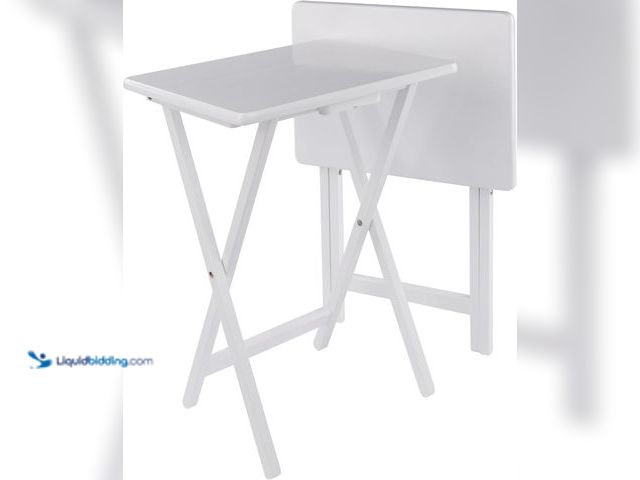 Lot 49-3531325 - Winsome Alex 2-Piece Snack Table Set, White Finish - Folding TV Tray Tables for Living Room, Compact...