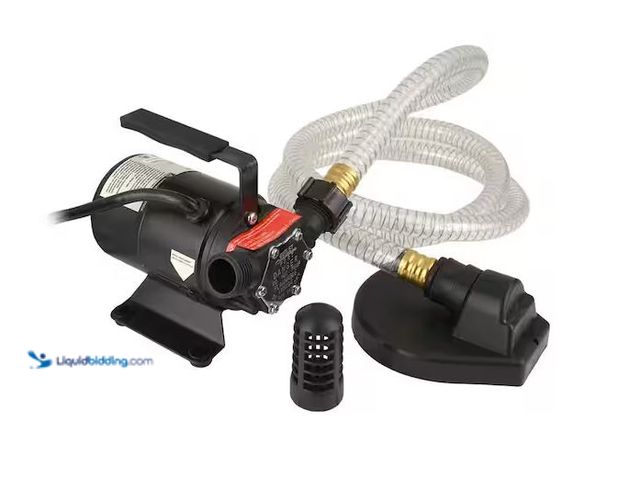 Lot 49-5551859 - Everbilt
1/10 HP Non-Submersible Self-Priming Transfer Pump, Unused with attachments