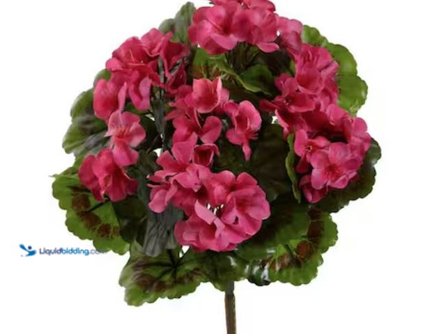 Lot 49-2001067 - Set of (4) Nearly Natural UV Resistant Indoor/Outdoor Geranium Artificial Bush, Model # 6140-S4-BU, ...