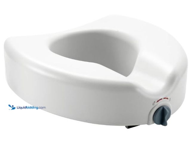 Lot 49-3432124 - Medline 5" Raised Toilet Seat with Lock, No Arms, White, 400 lb Capacity - Easy Installation - Elder...