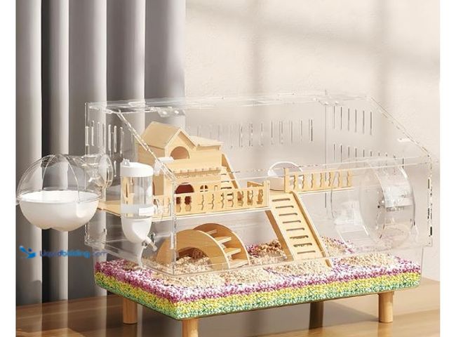 Lot 49-3432505 - 8 in 1 Acrylic Hamster Cage with All Accessories,18.5"x11.8"x14.6",2-Layer Hamster House with Full T...