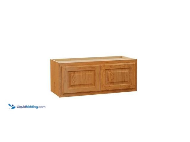 Lot 49-3617680 - Hampton Bay Hampton 30 in. W x 12 in. D x 12 in. H Assembled Wall Bridge Kitchen Cabinet in Medium O...