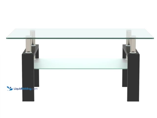 Lot 49-5463205 - Tansole 38.6 in. Black Rectangle Glass Coffee Table With 2 Tier Storage Space (hardware included) Un...