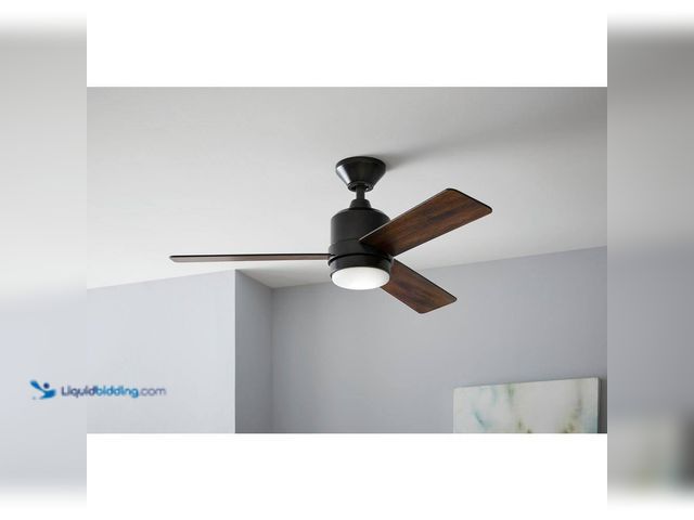 Lot 49-3564056 - Castlegate 44 in. Indoor Integrated LED Matte Black Ceiling Fan with 3 Reversible Blades, Light Kit ...