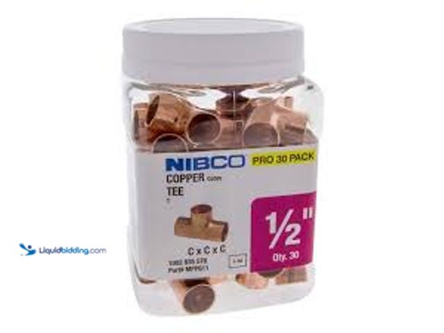 Lot 49-5476807 - QTY 2 - Everbilt 1/2 in. x 1/2 in. x 1/2 in. Wrot Copper All Cup Tee Fitting Pro Pack (30-Pack). Mod...