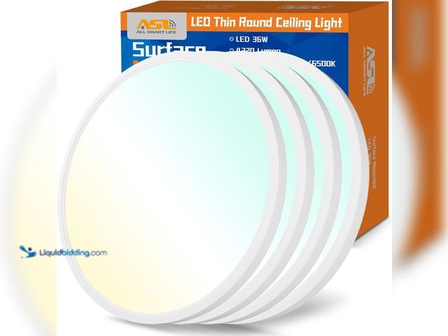 Lot 49-5549873 - Allsmartlife LED Flush Mount Ceiling Light 4 Pack, 15.8 inch Thin Round Flat Panel Light 32W 4320lm,...